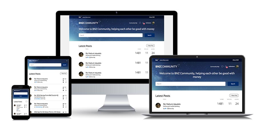 BNZ Community - responsive screens