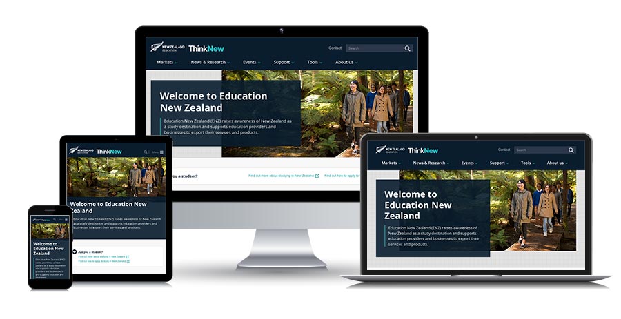 Education New Zealand responsive screens