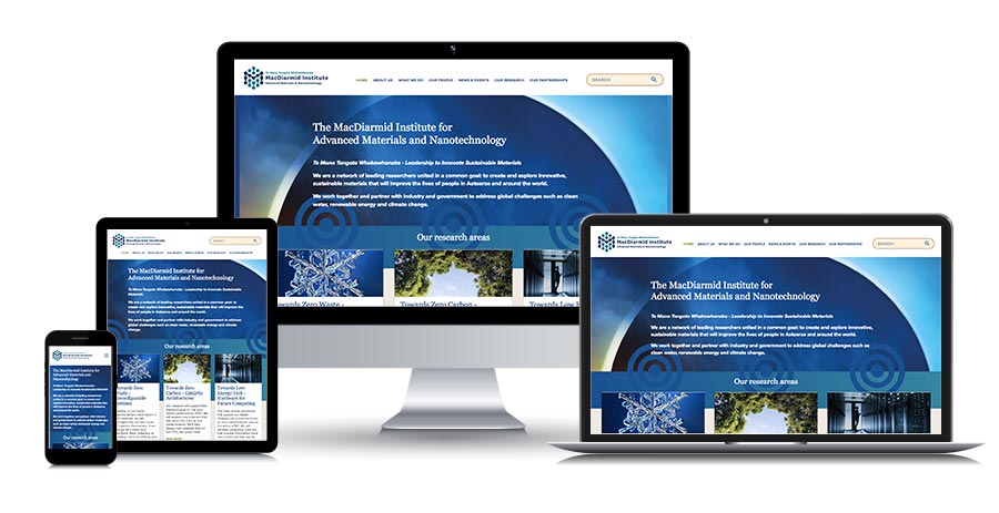 Macdiarmid Institute website responsive screens in various devices