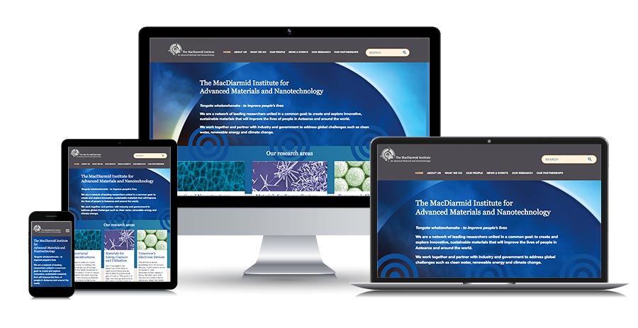 Macdiarmid Institute website responsive screens in various devices