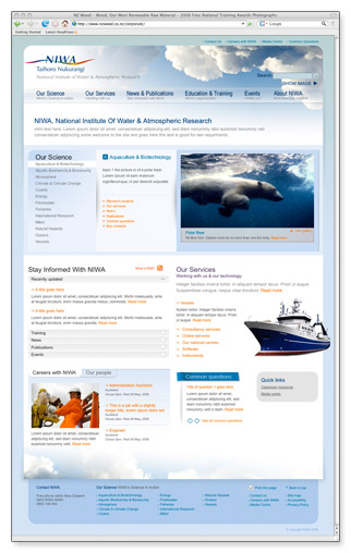 NIWA - homepage template