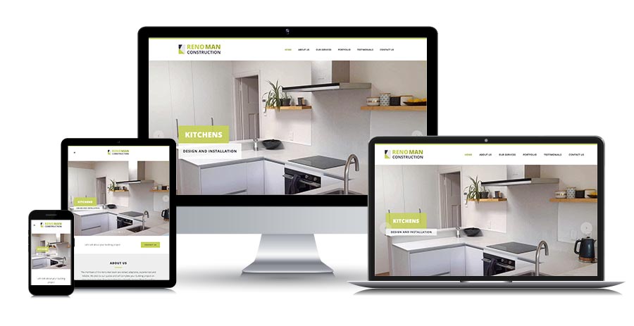 Reno Man Construction website - responsive screens