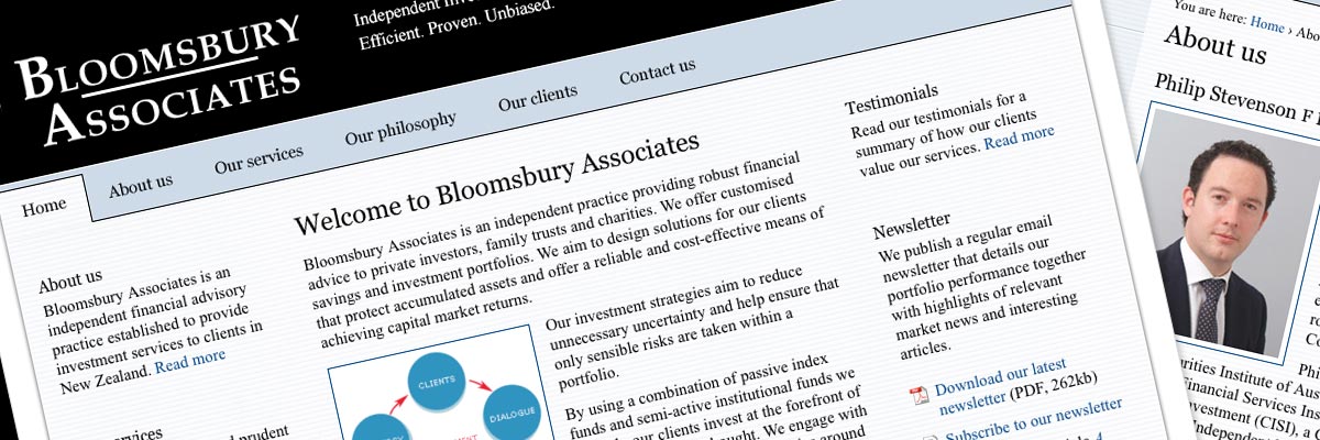 Bloomsbury Associates website design detail