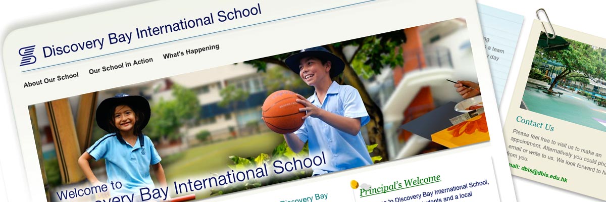 Discovery Bay International School website design detail