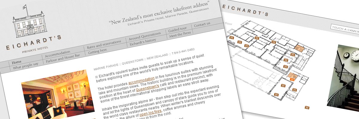 Eichardt's Private Hotel website design details