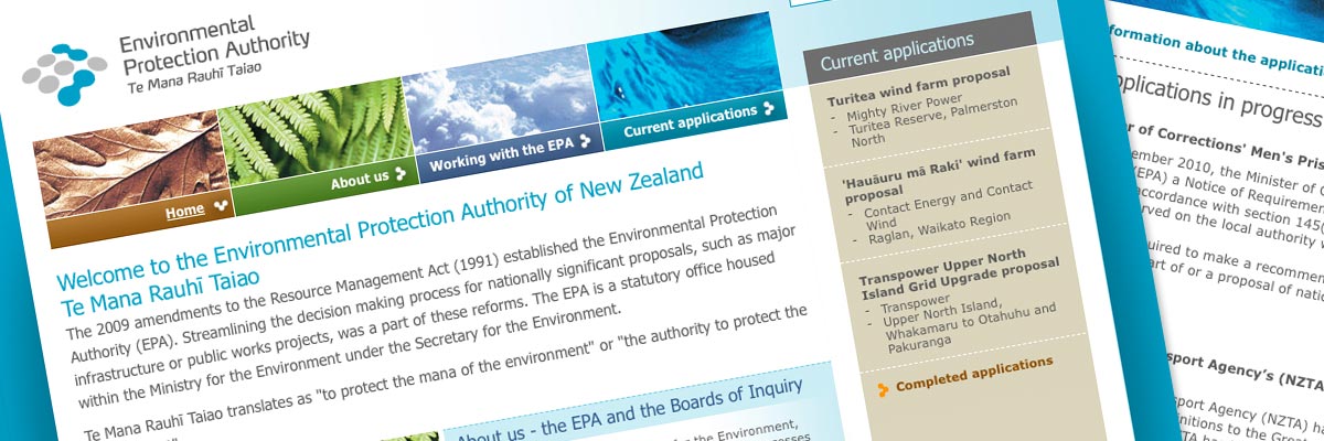 Environmental Protection Authority website design detail