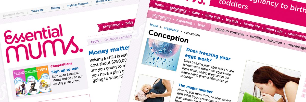 Essential Mums website design detail