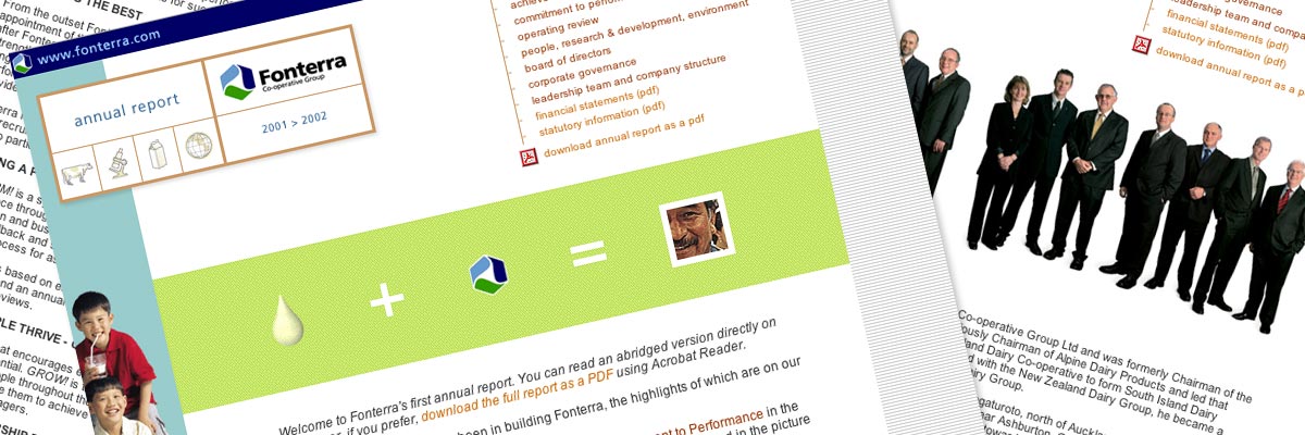 Fonterra Annual Report website design details