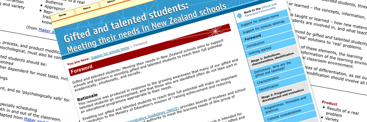 Gifted and Talented Students website design details