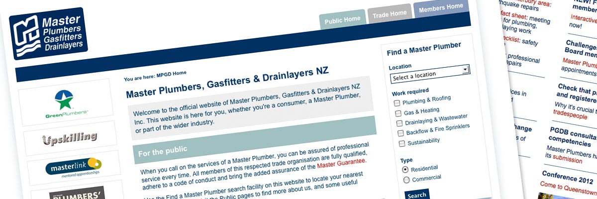 Master Plumbers website design detail