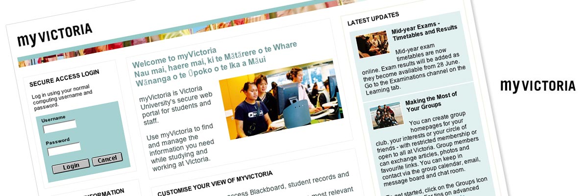 MyVictoria web portal design detail