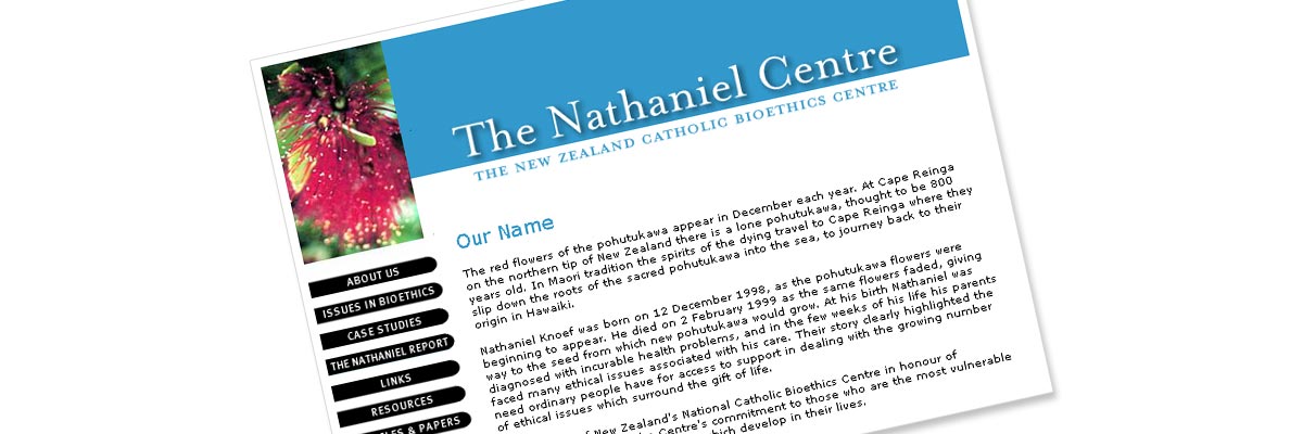 The Nathaniel Centre website design details