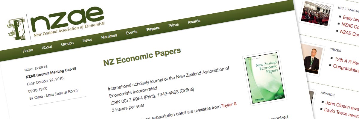 New Zealand Association of Economists website design detail