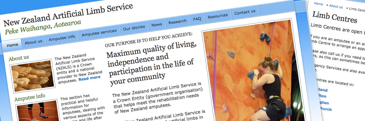 New Zealand Artifical Limb Service website