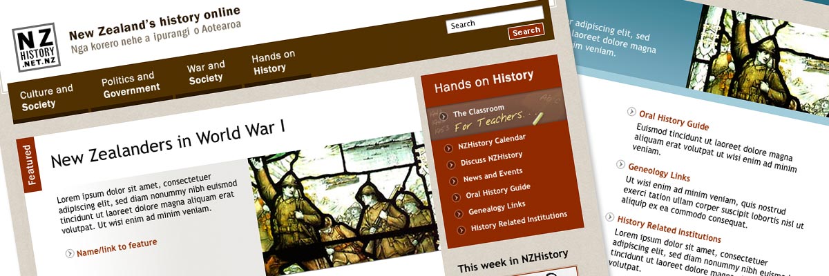 NZHistory website design detail