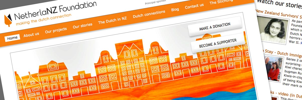 New Zealand Netherlands Foundation website design detail