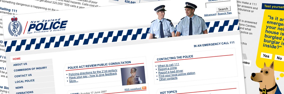 New Zealand Police website design detail