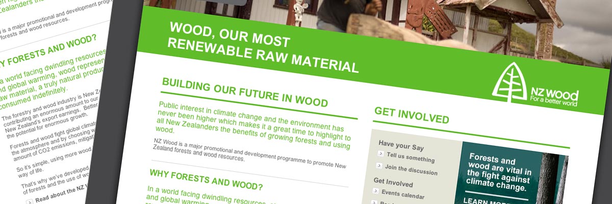 NZWood (corporate) website design detail