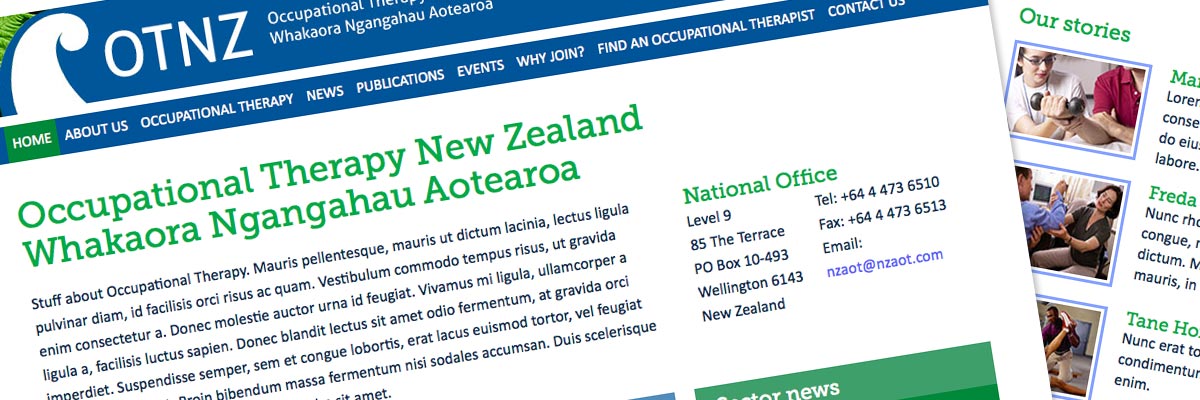 Occupational Therapy New Zealand website design detail