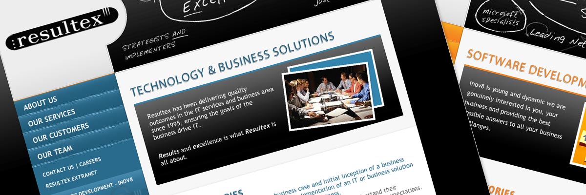 Resultex and INOV8 website design detail