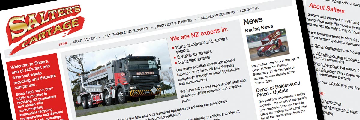 Salters Cartage website design detail