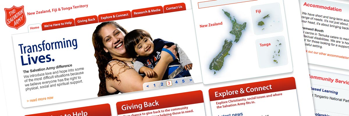 Salvation Army (New Zealand, Fiji & Tonga Territory) website design detail