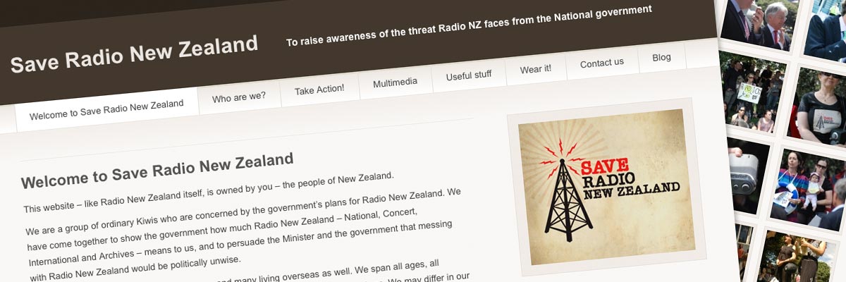 Save Radio New Zealand website design detail