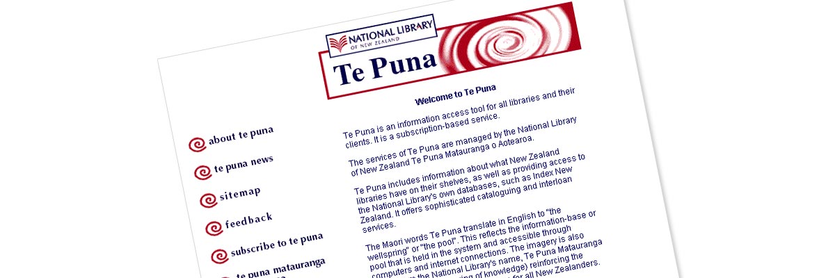 Te Puna - National Library of New Zealand website design details