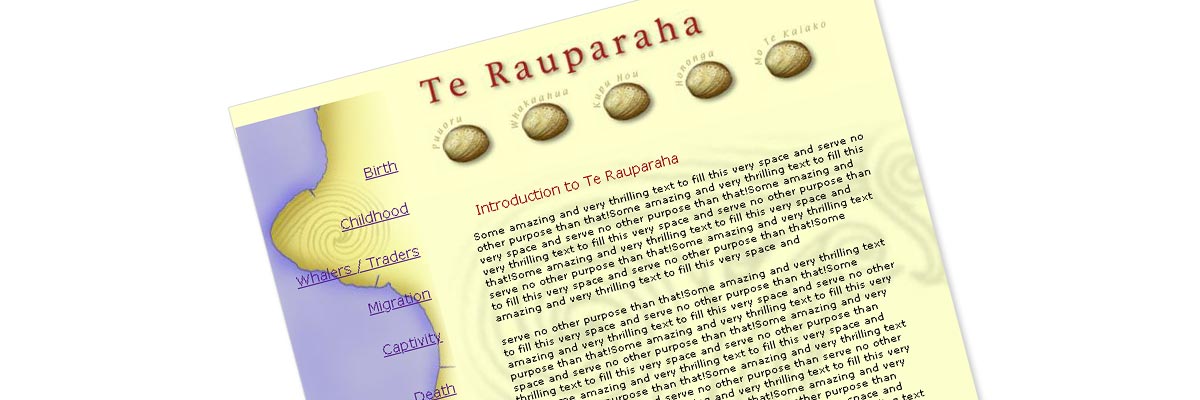 Te Rauparaha - National Library of New Zealand website design details