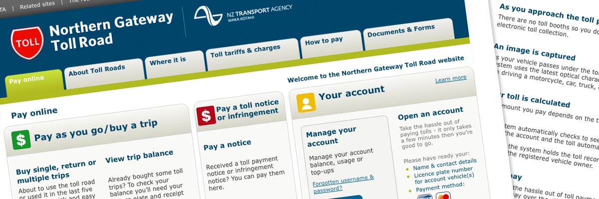 Northern Gateway Toll Road website design detail