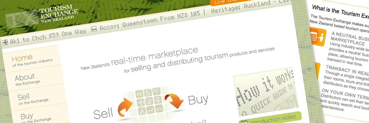 Tourism Exchange website design detail