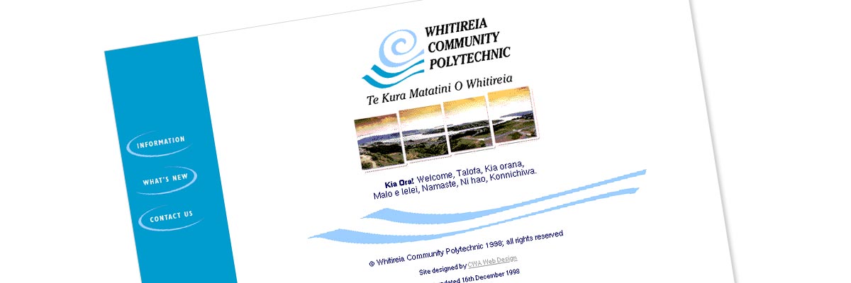 Whitireia Polytechnic website design details