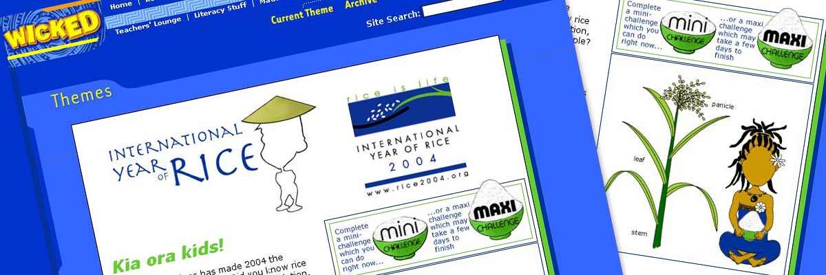 wickED - International Year of Rice website design details