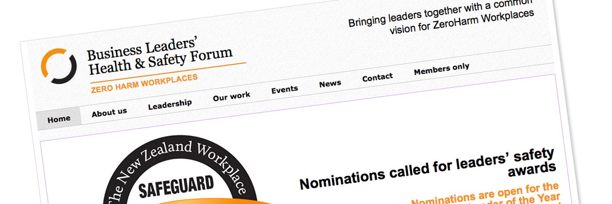 Zero Harm - Business Leaders’ Health & Safety Forum website design detail