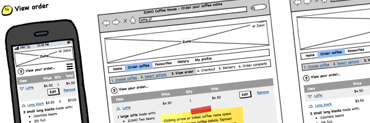 Zumo Coffee web app design detail